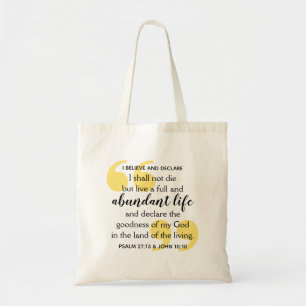 ABUNDANT LIFE Positive Christian Affirmation Tote Bag