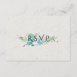 Abundant Love - Succulent Bouquet Wedding RSVP Card