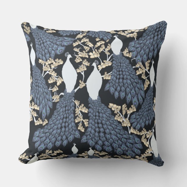 Abundant Peacocks Outdoor Pillow (Front)