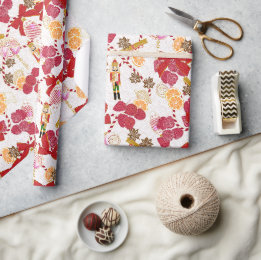 Abundant Red Nutcracker Spice Botanical Wrapping Paper