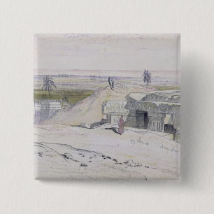 Abydus, 1pm, 12th January 1867 (ink and watercolou 2 Inch Square Button