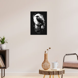 Abyssal Gaze Heavy Metal Raven Skull  Poster