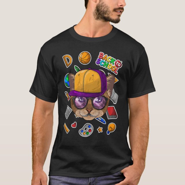 Abyssinian Back To School First Day Of School Cat T-Shirt (Front)
