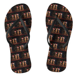 Abyssinian by the Fireplace Christmas Flip Flops