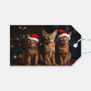 Abyssinian by the Fireplace Christmas Gift Tags