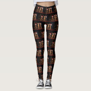 Abyssinian by the Fireplace Christmas Leggings