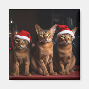 Abyssinian by the Fireplace Christmas Magnet