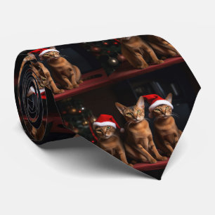 Abyssinian by the Fireplace Christmas Tie