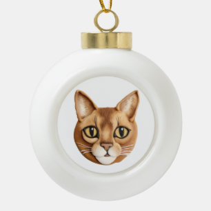 Abyssinian Cat 3D Inspired Ceramic Ball Christmas Ornament