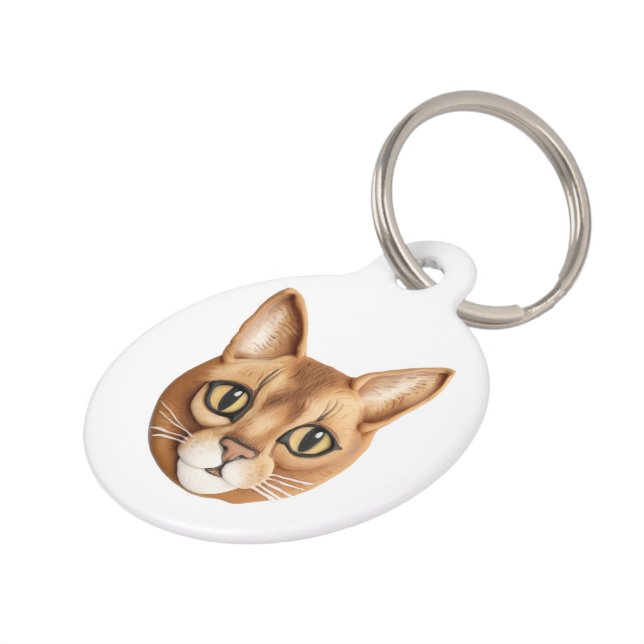 Abyssinian Cat 3D Inspired Pet Tag (Side)