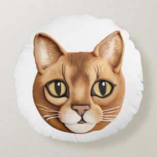 Abyssinian Cat 3D Inspired Round Pillow