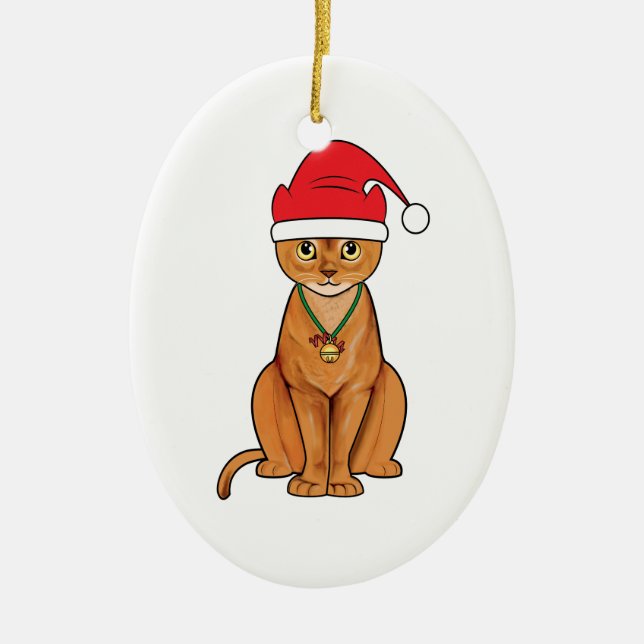Abyssinian Cat Ceramic Ornament (Front)