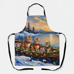 Abyssinian Cat Christmas Boat Holiday Apron
