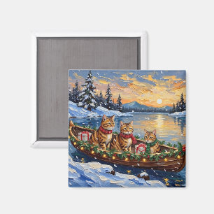 Abyssinian Cat Christmas Boat Holiday Magnet