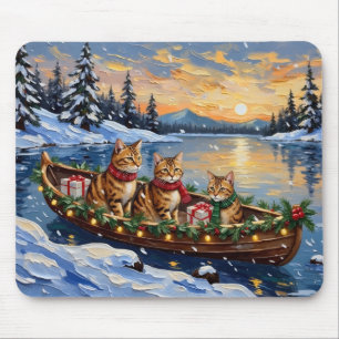 Abyssinian Cat Christmas Boat Holiday Mouse Pad