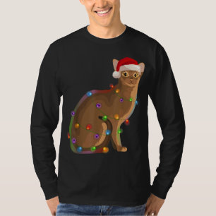Abyssinian Cat Christmas Lights Xmas Cat Lover T-Shirt