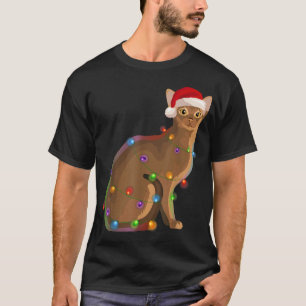 Abyssinian Cat Christmas Lights Xmas Cat Lover T-Shirt