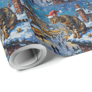 Abyssinian Cat Christmas Market Spy Holiday Wrapping Paper