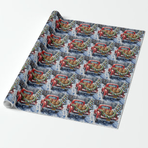 Abyssinian Cat Christmas Red Truck Holiday Wrapping Paper