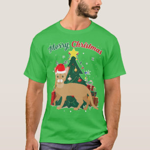 Abyssinian Cat Christmas Tree Snow Flakes Xmas Pre T-Shirt