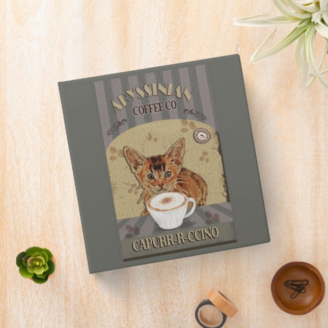 Abyssinian Cat Coffee Capurrrccino Vintage Poster Binder (In Situ)