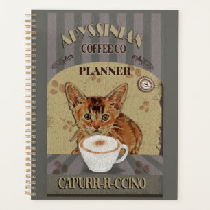 Abyssinian Cat Coffee Capurrrccino Vintage Poster Planner