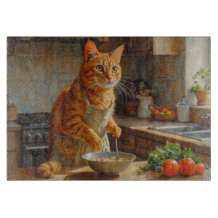 Abyssinian Cat Cooking in Kitchen Cutting Board