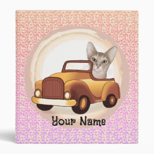 Abyssinian Cat Driving Car Binder