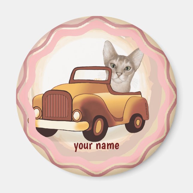 Abyssinian Cat Driving Car  Magnet (Front)
