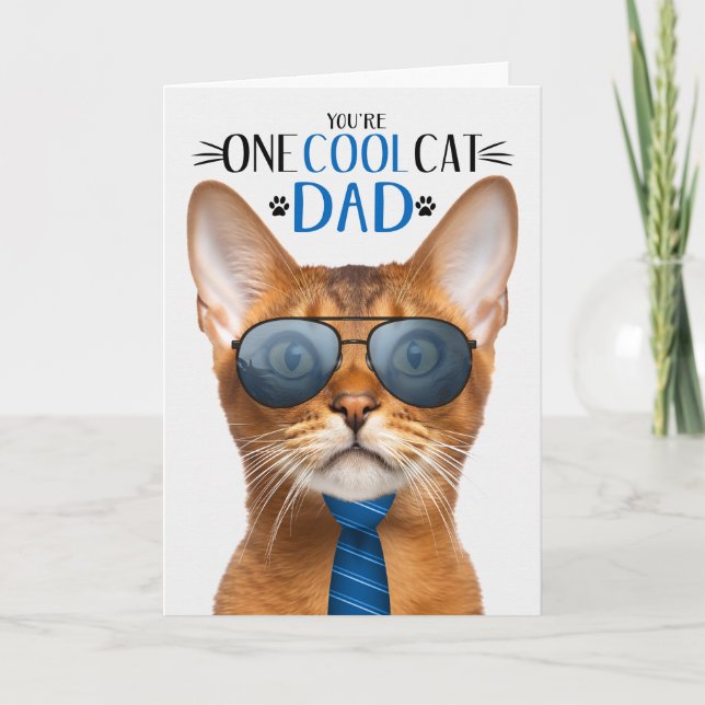 Abyssinian Cat Father's Day One Cool Cat Holiday Card (Front)