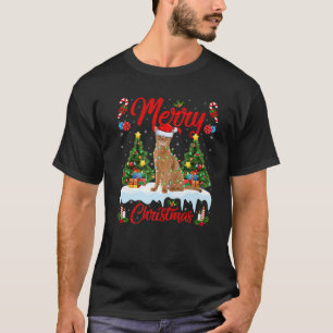 Abyssinian Cat Lover Lighting Santa Hat Abyssinian T-Shirt