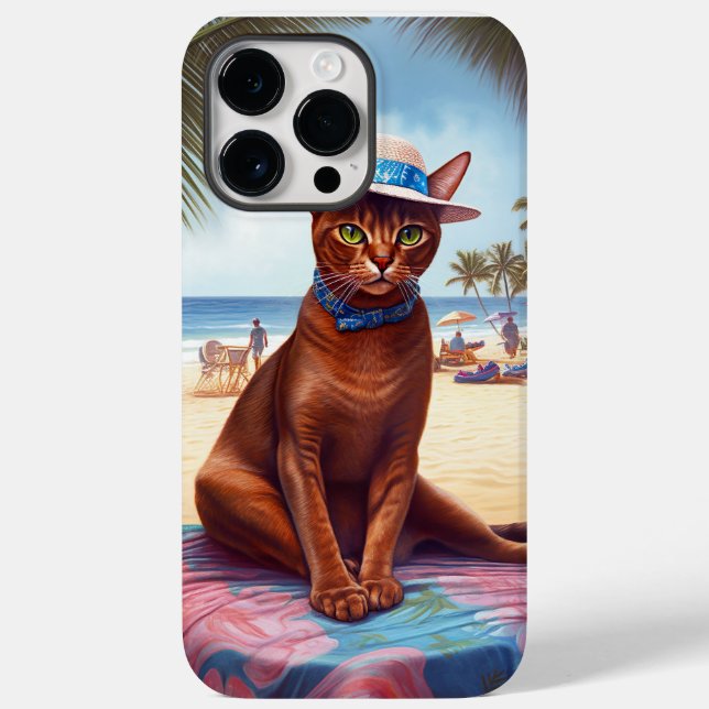 Abyssinian cat on Beach, summer gift for cat lover Case-Mate iPhone Case (Back)