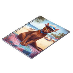 Abyssinian cat on Beach, summer gift for cat lover Notebook