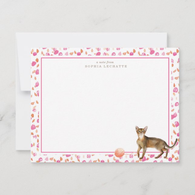 Abyssinian Cat Personalized Stationery Card (Front)
