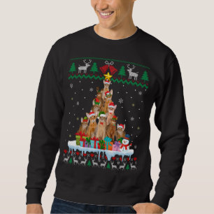 Abyssinian Cat Santa Christmas Tree Ugly Cat Xmas Sweatshirt