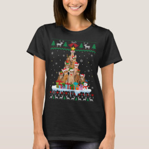 Abyssinian Cat Santa Christmas Tree Ugly Cat Xmas  T-Shirt