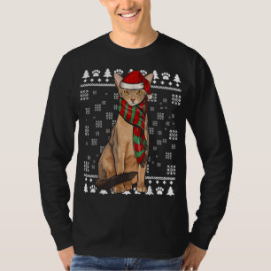 Abyssinian Cat Santa Hat Xmas Ugly Christmas T-Shirt