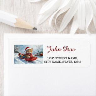 Abyssinian Cat Snow Christmas Return Address