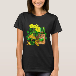 Abyssinian Cat St Patricks Day Leprechaun Cat T-Shirt