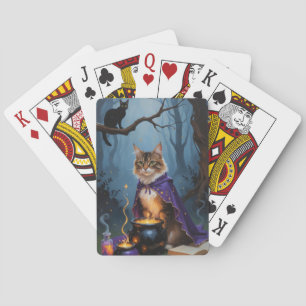 Abyssinian Cat  Whimsical Halloween Painting  Playing Cards