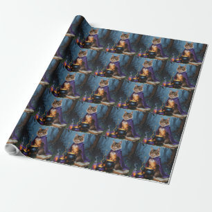 Abyssinian Cat  Whimsical Halloween Painting  Wrapping Paper