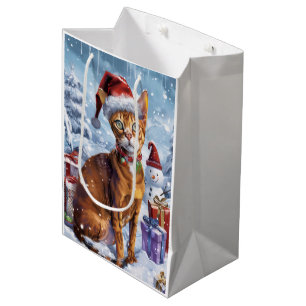 Abyssinian Cat Winter Wonderland Christmas Joy  Medium Gift Bag