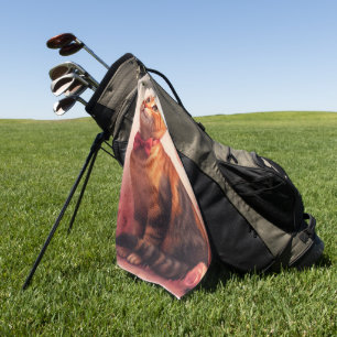 Abyssinian Cat with Roses - Valentine's Day  Golf Towel