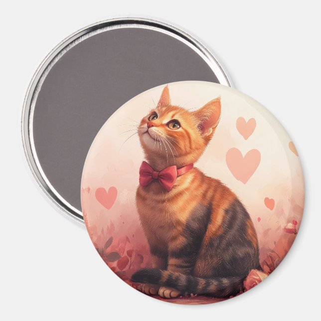 Abyssinian Cat with Roses - Valentine's Day  Magnet (Front/Back)