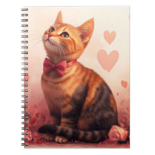 Abyssinian Cat with Roses - Valentine's Day Notebook