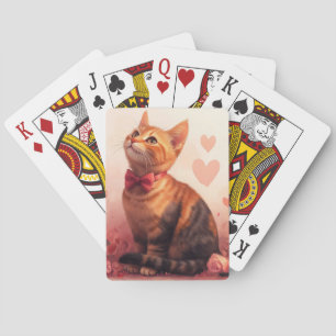 Abyssinian Cat with Roses - Valentine's Day Playing Cards
