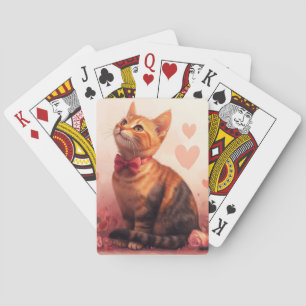 Abyssinian Cat with Roses - Valentine's Day Playing Cards