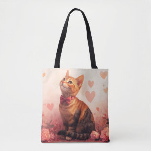 Abyssinian Cat with Roses - Valentine's Day  Tote Bag
