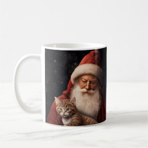 Abyssinian Cat with Santa Claus Festive Christmas Coffee Mug