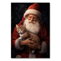 Abyssinian Cat with Santa Claus Festive Christmas